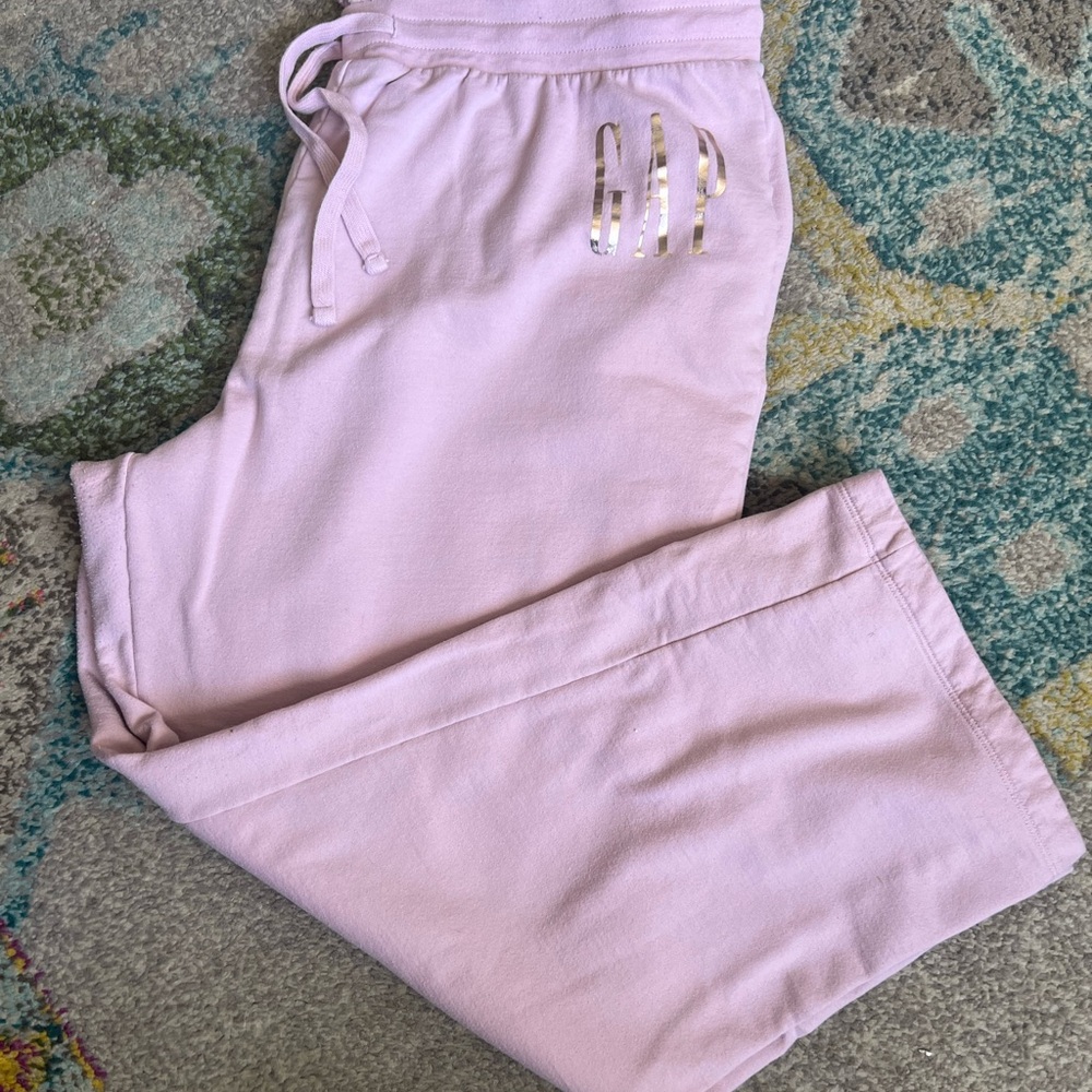 GAP Dusty Pink Drawstring Sweatpants with Gold Logo
